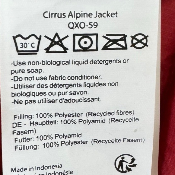 RAB Cirrus Alpine PrimaLoft Insulated Jacket Ascent Red Men Large L YKK Zip - Picture 4 of 9